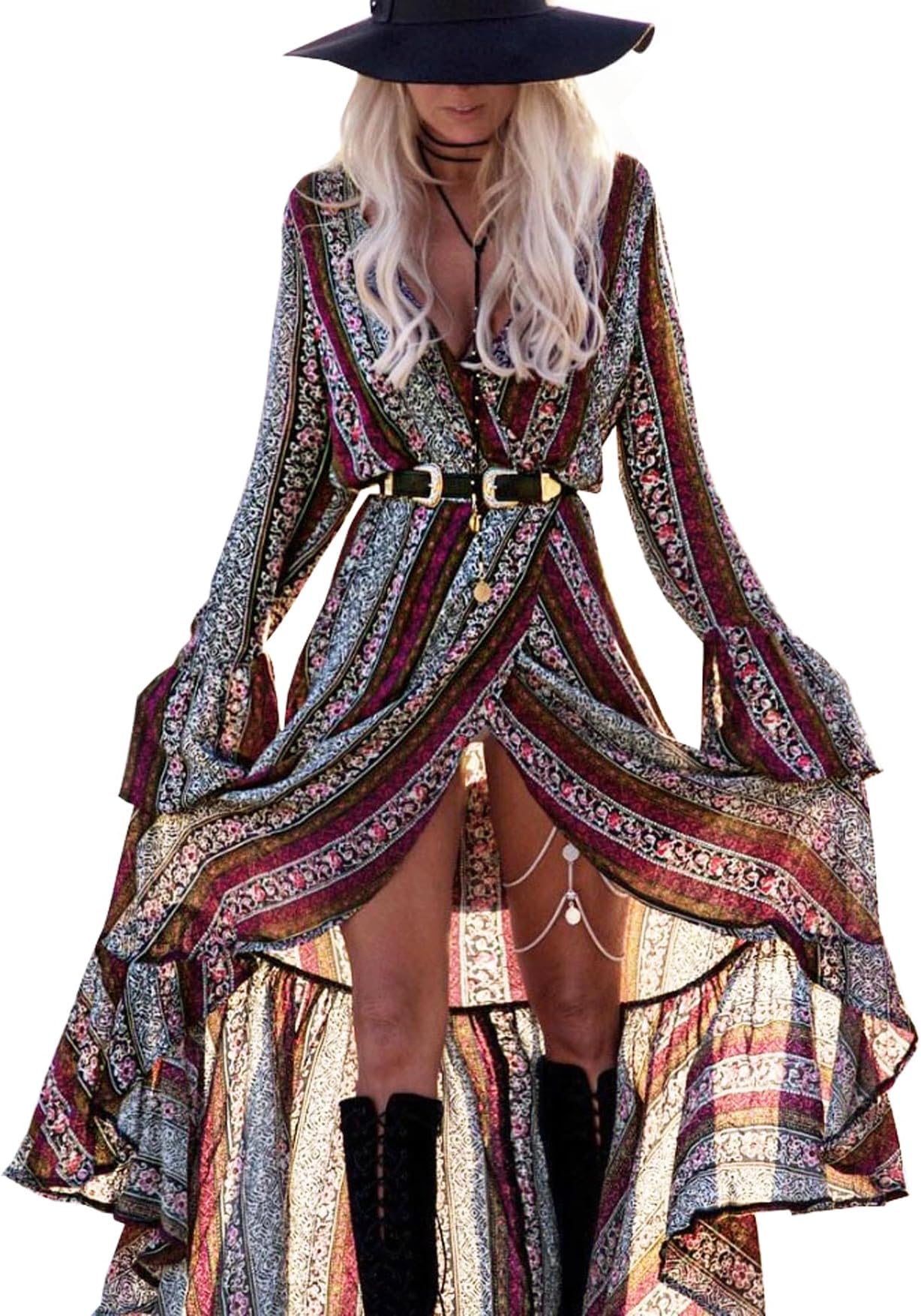 Womens Summer Long Sleeve Cardigan Sexy Maxi Dresses