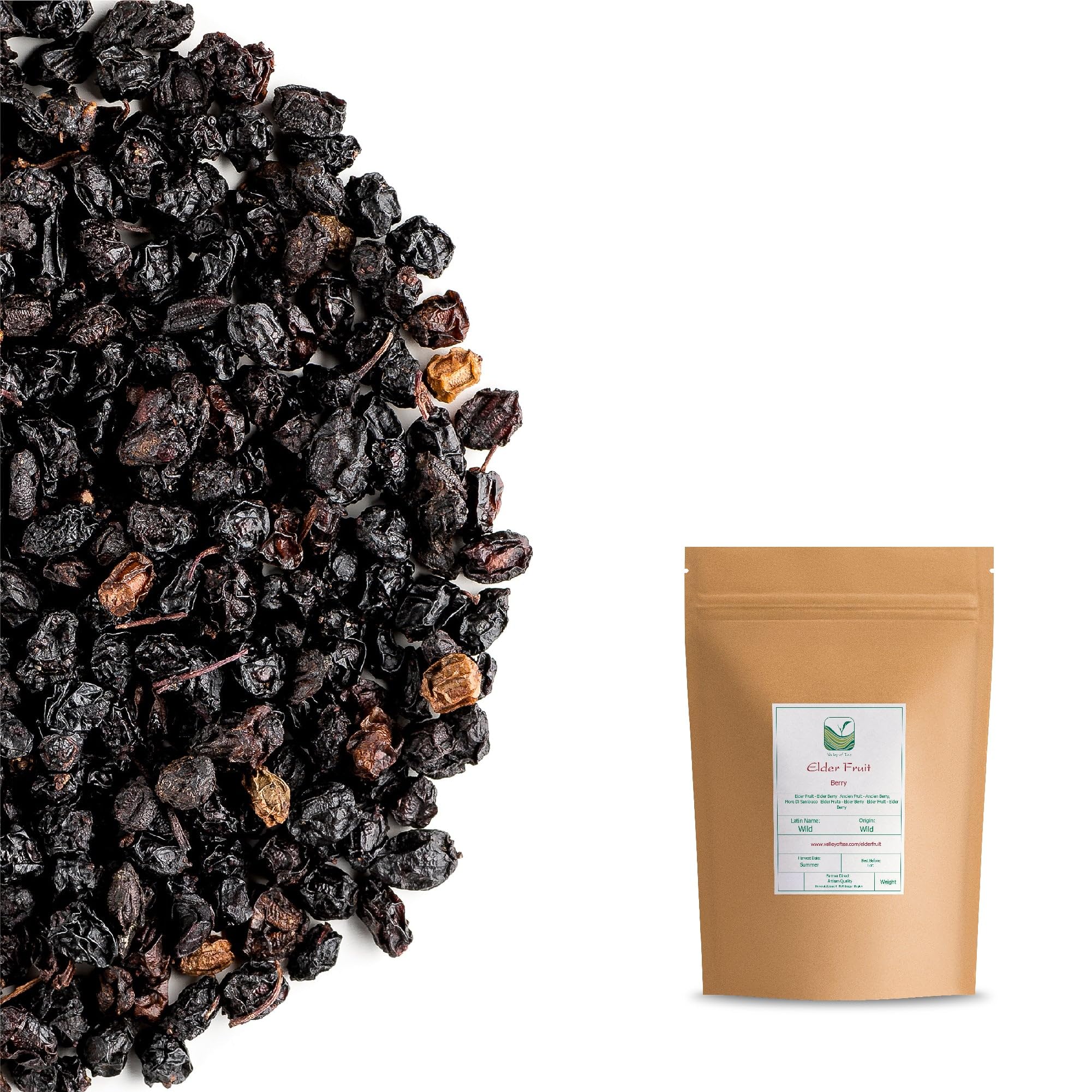 Bacche di Sambuco Nero Biologiche - Frutti Essiccati Interi Sfusi | gusto intenso e leggermente acidulo perfette in decotto lungo o per preparare sciroppi casalinghi