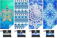 Vista 18 de Paquete de 2 toallas de playa ligeras de microfibra, sin arena, de secado rápido, absorbentes, delgadas y compactas, para piscina, camping