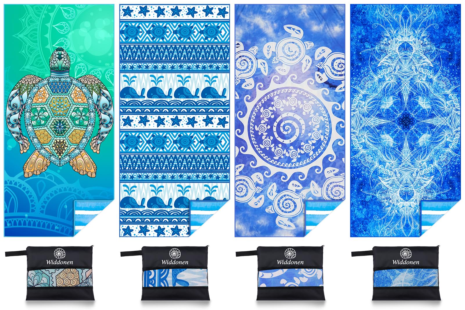 4 Pack Microfiber Thin Lightweight Beach Towel Sand Free Quick Dry Absorbent Compact Towels for Swimming Pool Camping Beach Accessories Large Easy