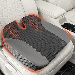 Car Seat Cushion: Ergonomic Memory Foam Cushion for Driving and Long Drives, for Sciatica and Back Pain, Seat Pillow for Car, Truck, Office Chair, Home, Wheelchair- Black