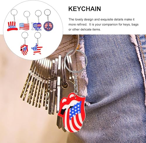 Miniatura 9 de 12 llaveros de bandera estadounidense, regalos de fiesta del 4 de julio, llaveros patrióticos de Estados Unidos para la independencia, Día de los