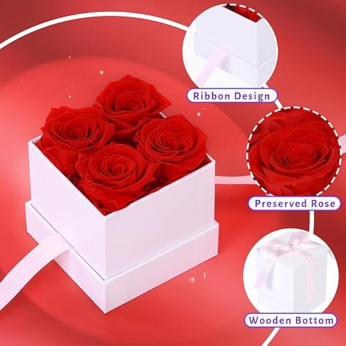 Miniatura 4 de ANLUNOB 4 rosas para el día de la madre, regalo para el día de San Valentín, regalos para ella, regalos de cumpleaños, rosas para mujeres, rosas
