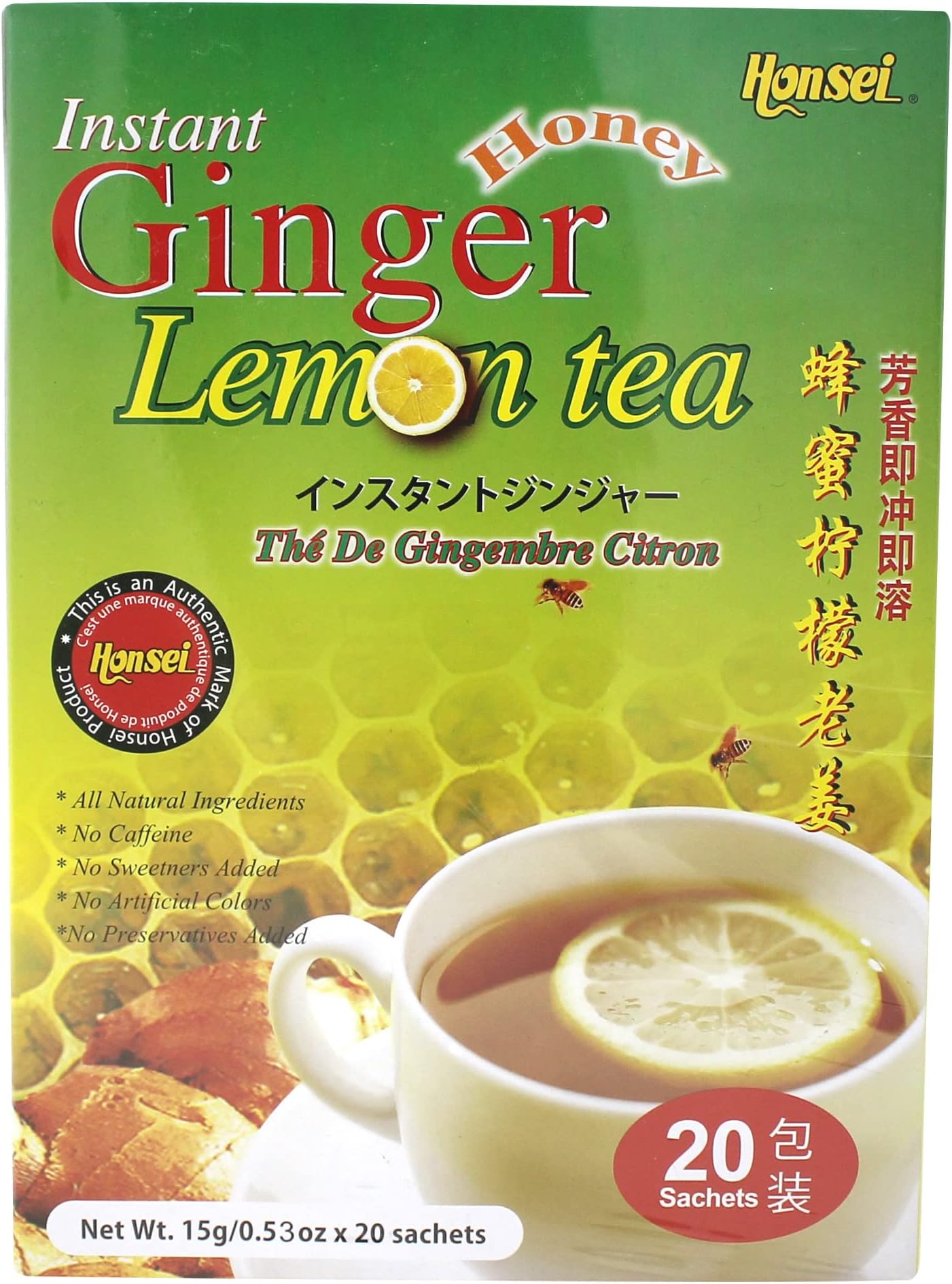 Honsei Instant Ginger Honey and Ginger Lemon Tea Set, 20