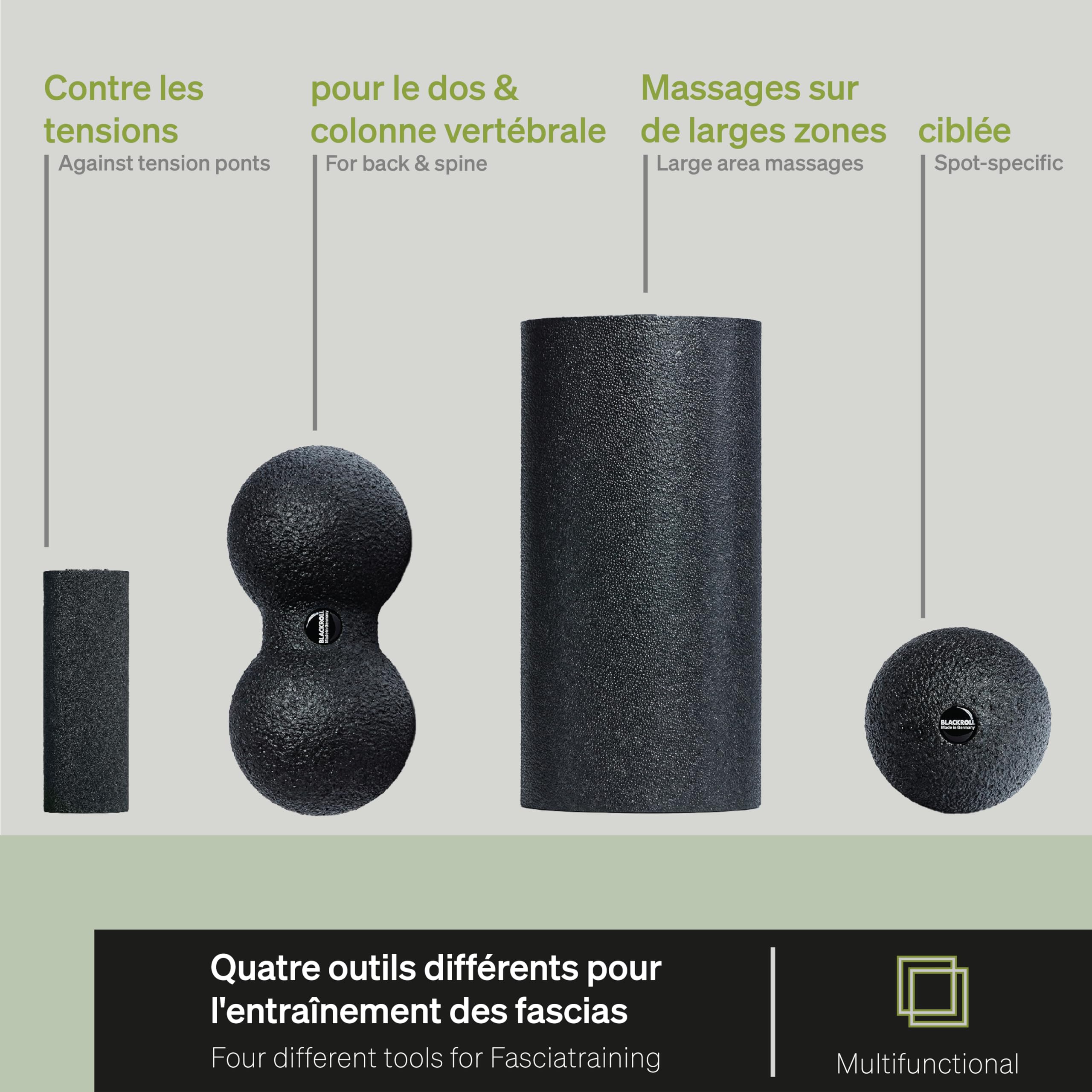 BLACKROLL® BLACKBOX | Kit de massage avec rouleau, balle et duoball de massage | Set d'automassage et de yoga pour massage efficace des trigger points | Kit pour fascias