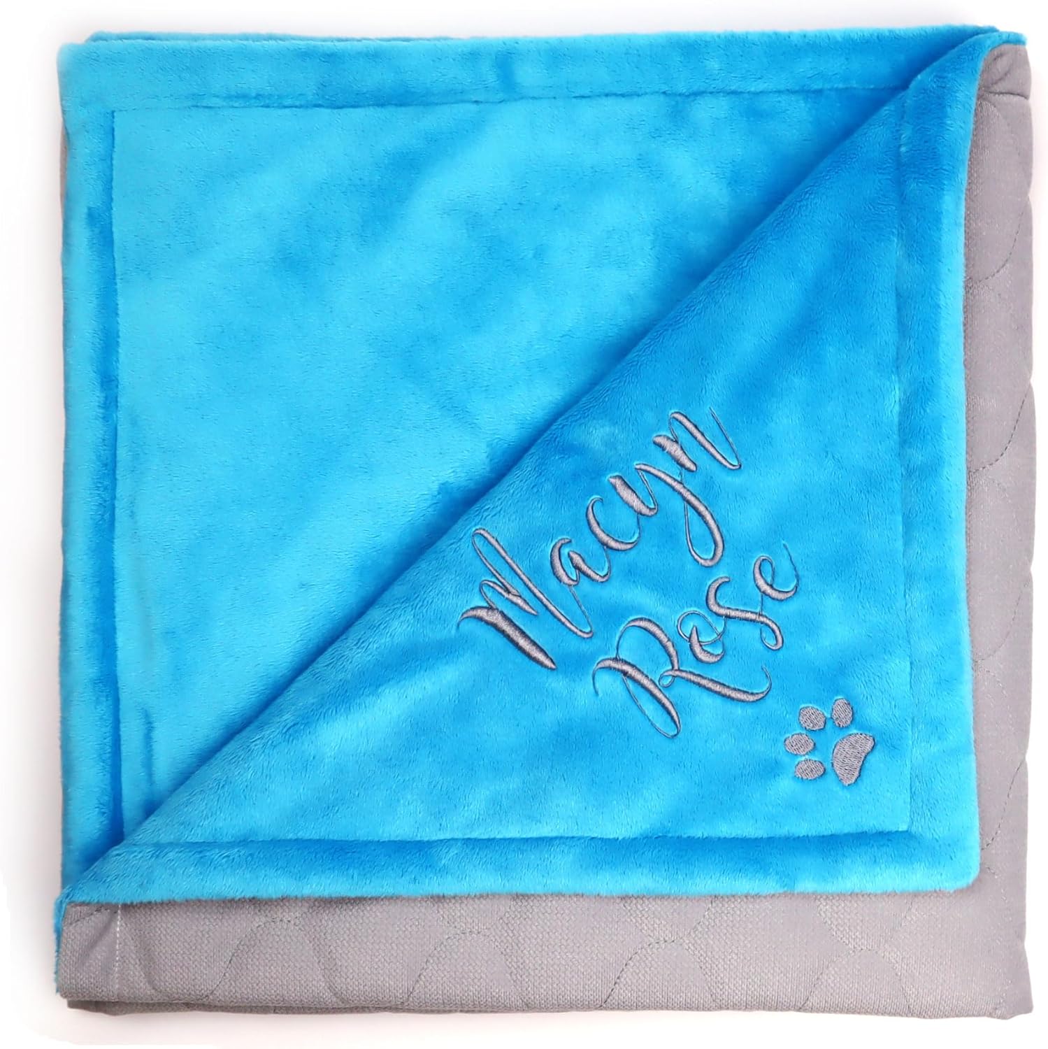 Personalized Dog Blankets for Large Dogs, Puppy Blanket with Pet Name, Customized Dog Mom Gift Pink Dog Accessories (Aqua Blue)