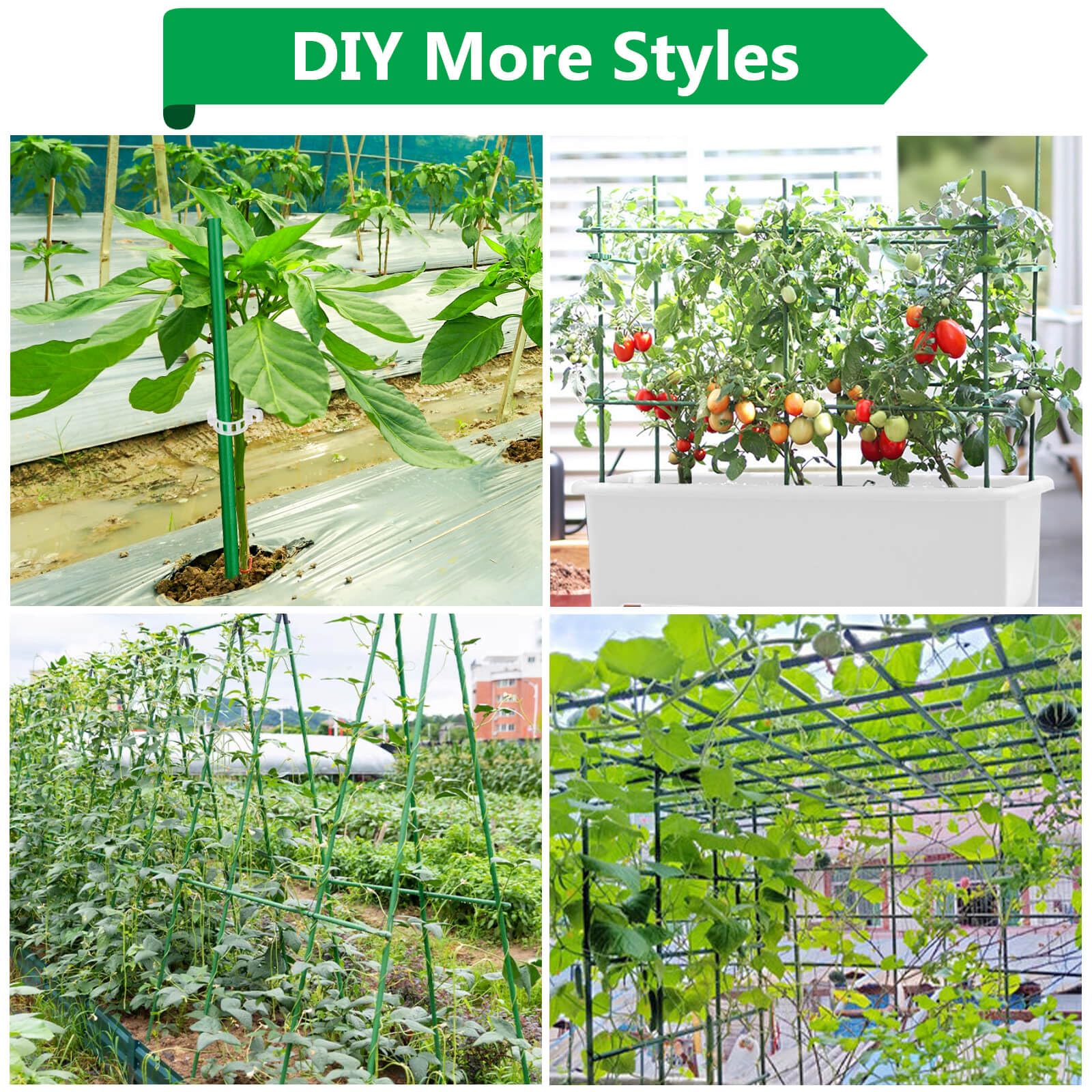 Lot de 80 piquets de jardin (40,6 cm chacun), piquets pour plantes d'intérieur robustes pour la culture de plantes grimpantes et de fleurs, piquets à tomates, piquets à orchidées et clips pour cages à
