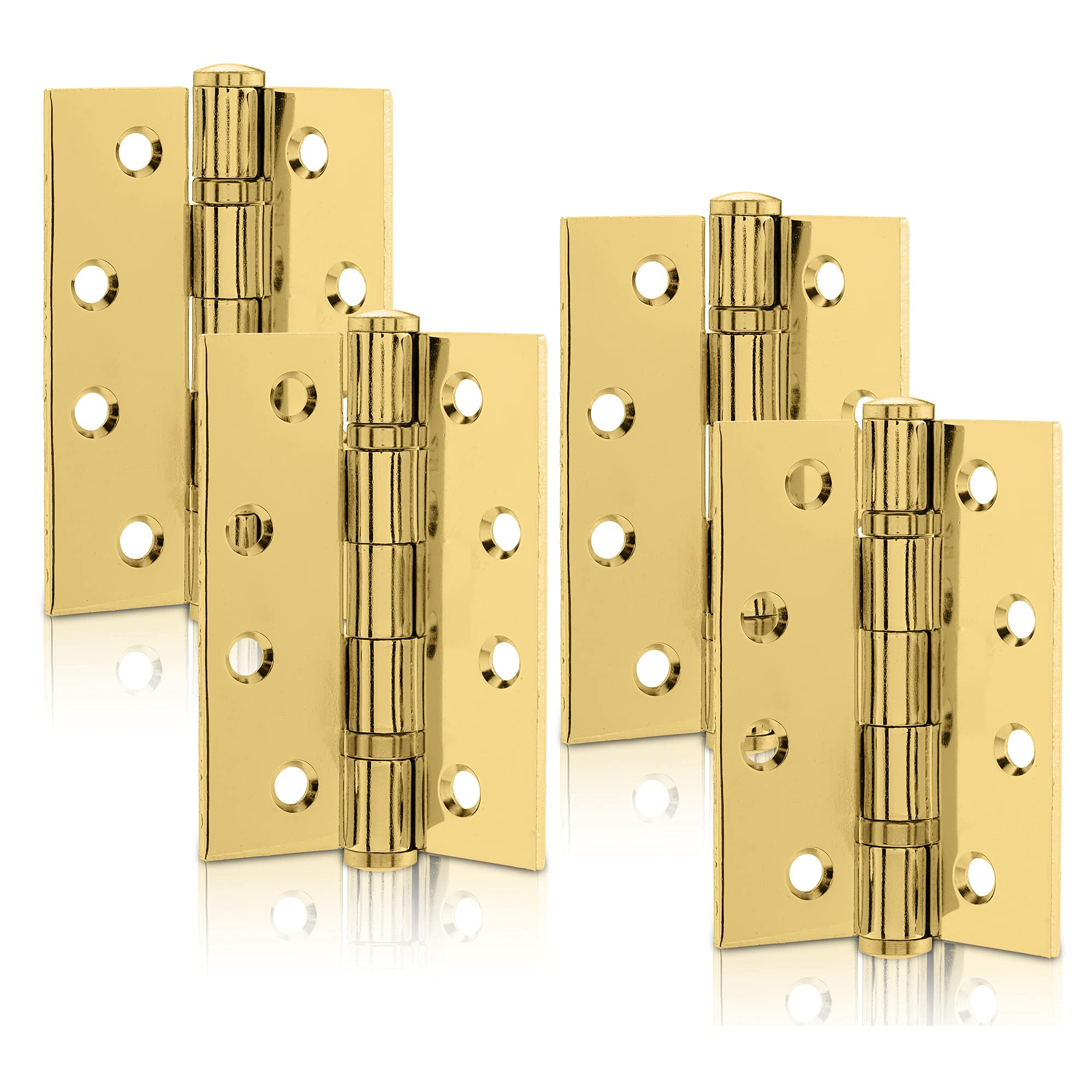 Buy XFORT 4 Inch (100mm) Polished Brass Ball Bearing Hinges, Steel Door