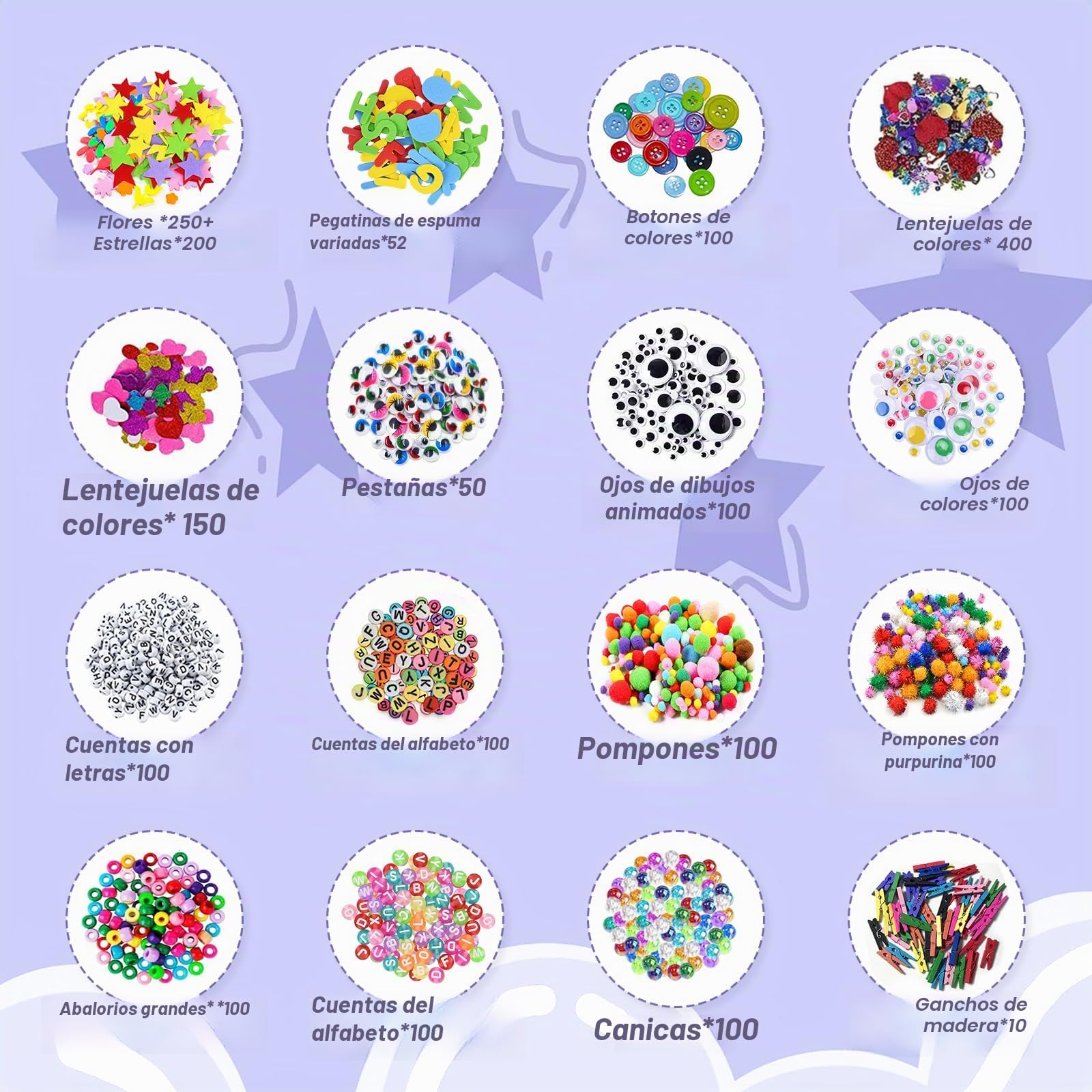 JOTOL Kit Manualidades Niños,3100+PCS DIY Creativo - Material Arts Crafts, Juegos con Pompoms, Palos y Papel de Colores