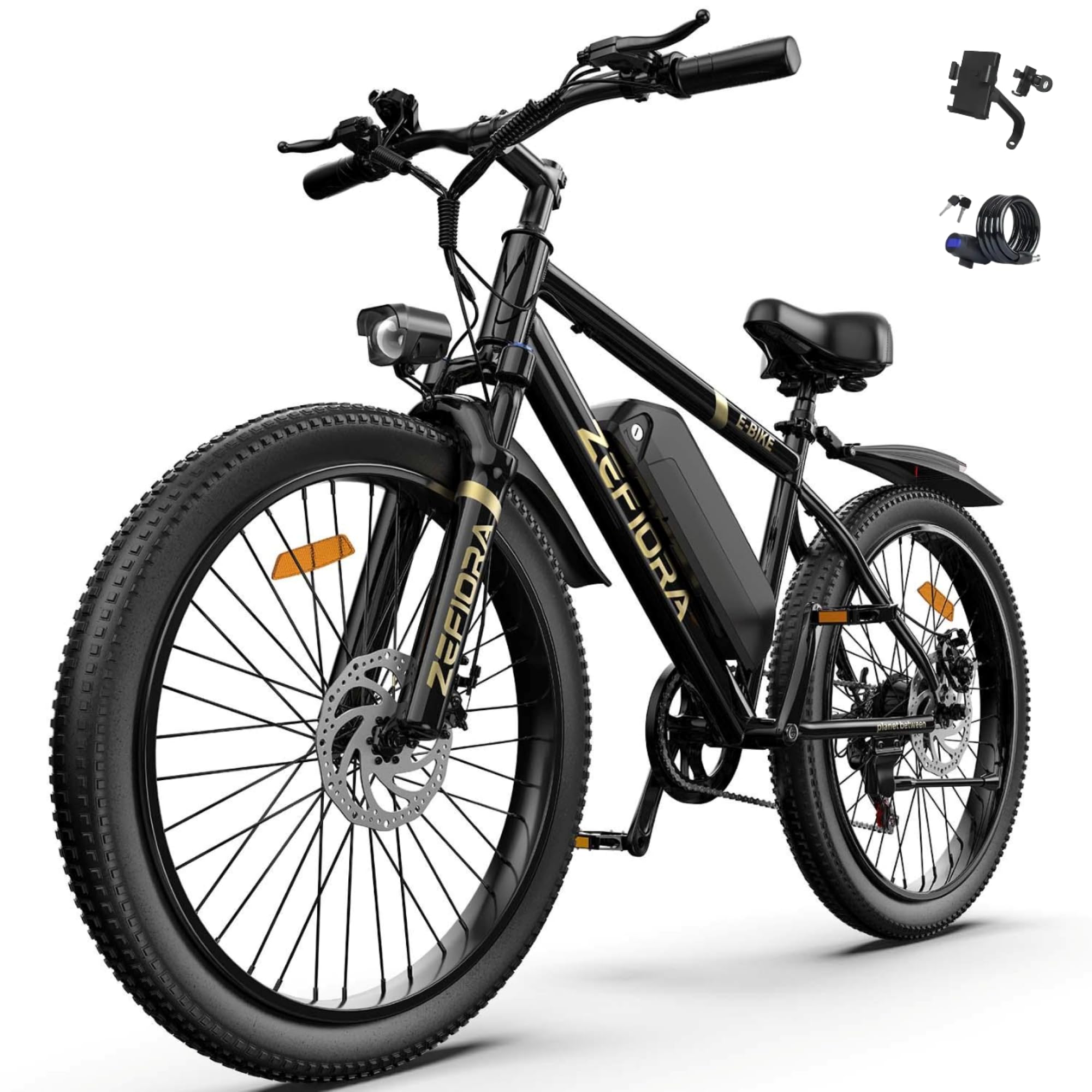 Electric Bike for Adults Commuting and Leisure, 1500W Peak Motor 20MPH Up to 45-Mile Range, 480Wh Removable Battery, 7-Speed 26" Tires Ebike with Phone Holder & Bike Lock