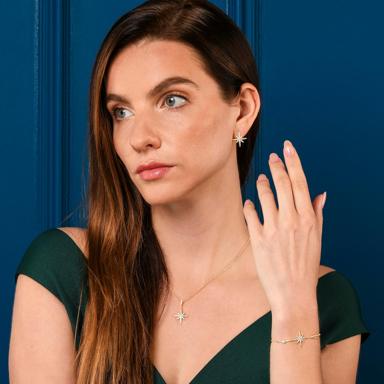 Namana Elegant North Star Pendant Necklace for Women with Cubic Zirconia Stones, Sparkling Jewelry with Gift Box - Image 5