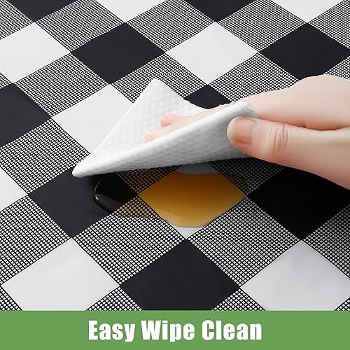 Vista 34 de Smiry Paquete de 10 Manteles Desechables de Cuadros Vichy Azules - 54" x 108" Mantel de Plástico de Servicio Pesado, Cubiertas de Mesa Impermeables