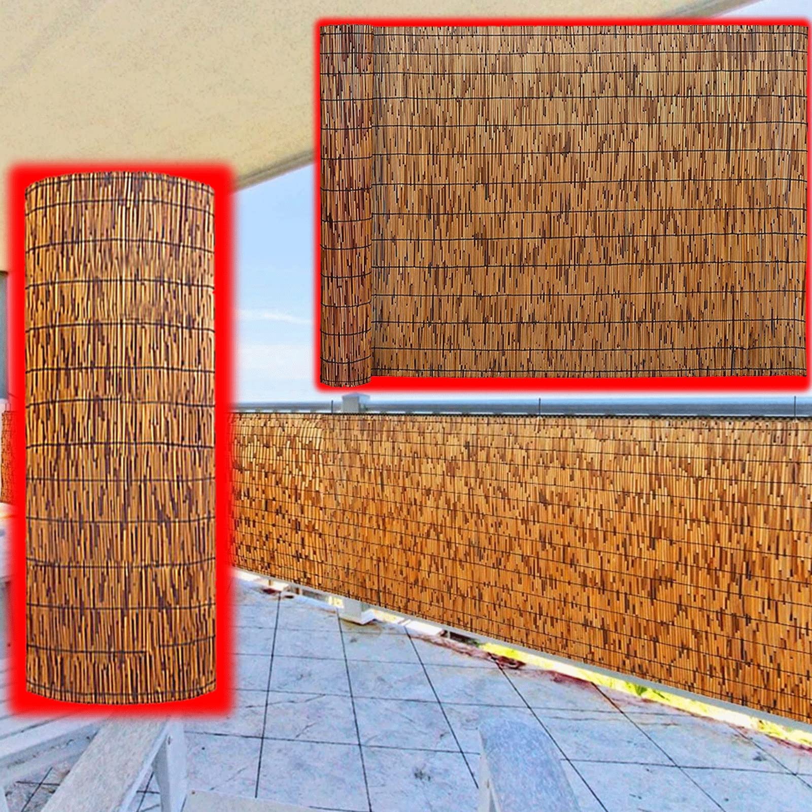Bambus-Sichtschutzzaun-Rolle, 1,2 m x 7 m, natürliche Gartendekoration für Terrasse, Hotel, Restaurant, hochwertiger Bambuszaun für mehr Privatsphäre und Dekoration.