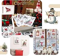 Vista 5 de 12 hojas de calcomanías clásicas para transferencias para manualidades y muebles, calcomanías clásicas de trineo, piña, calabaza, para el hogar