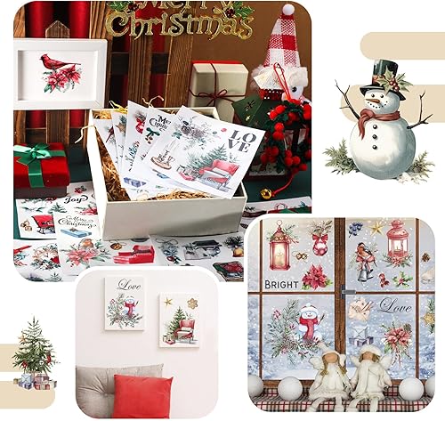 Miniatura 5 de 12 hojas de calcomanías clásicas para transferencias para manualidades y muebles, calcomanías clásicas de trineo, piña, calabaza, para el hogar,