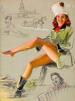 Magnet 1940s Pin-Up Girl Russia Russian Travel Picture Magnet Print Vintage Art Pin Up