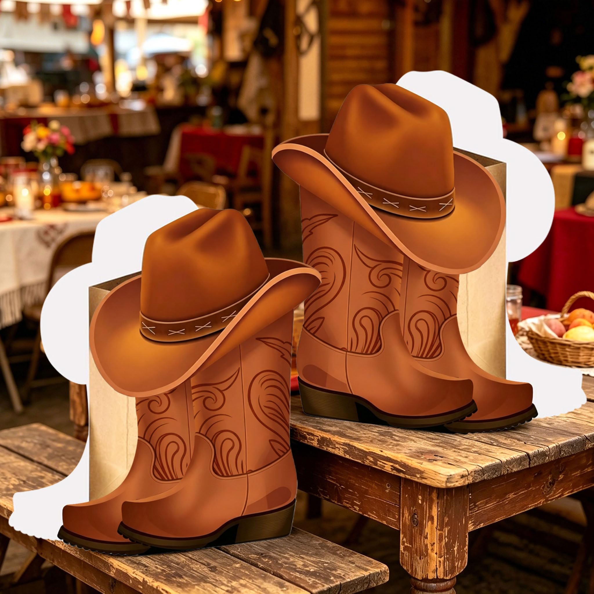 6 PCS Cowboy Boots Kraft Paper Bags Western Wild West Themed Goodie Bags