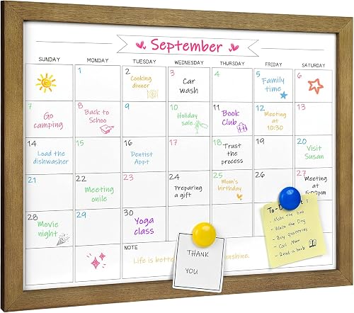 Framed Monthly Dry-Erase Calendar Board