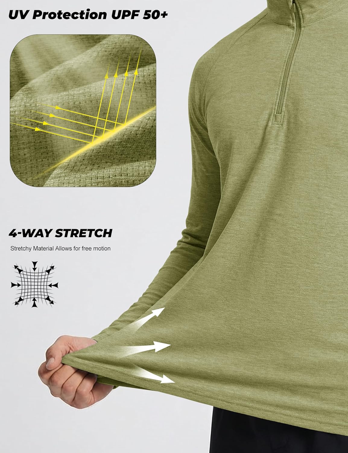 MAGCOMSEN Men's Long Sleeve Shirts Quarter Zip Pullover Athletic Lightweight Sun Shirt Dry Fit for Running Golf Workout - Image 4