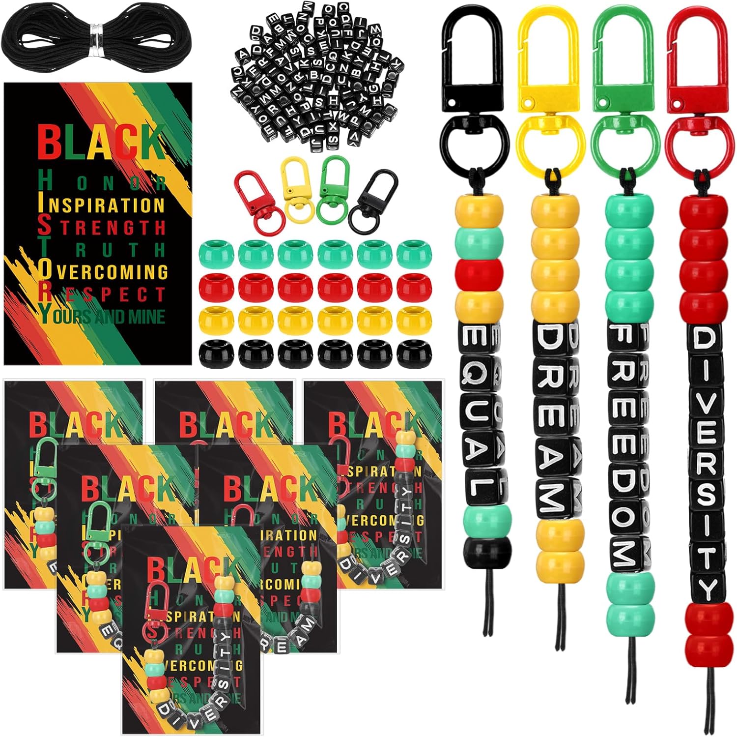 Ferreve 60 Set Mother's Day Keychain Gifts DIY Making Crafts Mothers Day Activities Beadable Keychains Bars with Letter Beads Womens History Month Gifts