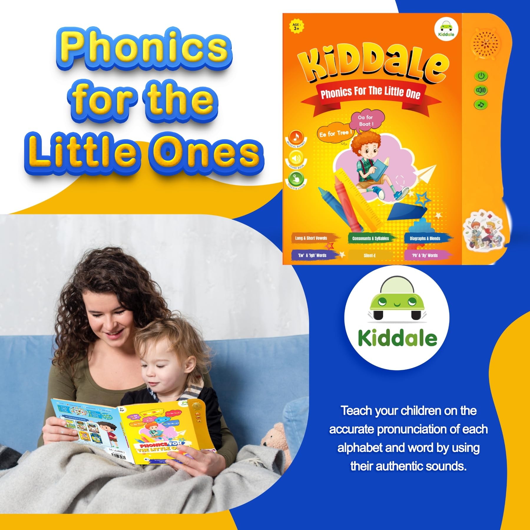 Kiddale Intelligent Ebook for Kids on English Phonics |Interactive, Musical, Magical Sound Book|Gift for 3,4,5 Year Kids|Smart, Speaking, Talking Book| Loaded with Activities, Rhymes, Stories - Image 2 thumbnail