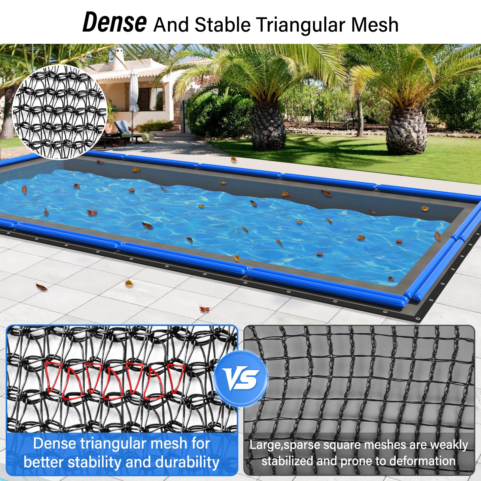 Copertura rettangolare per foglie da 40,6 x 9,6 m, per piscina fuori terra, 110 g/m², resistente, per evitare che foglie e detriti entrino nella piscina