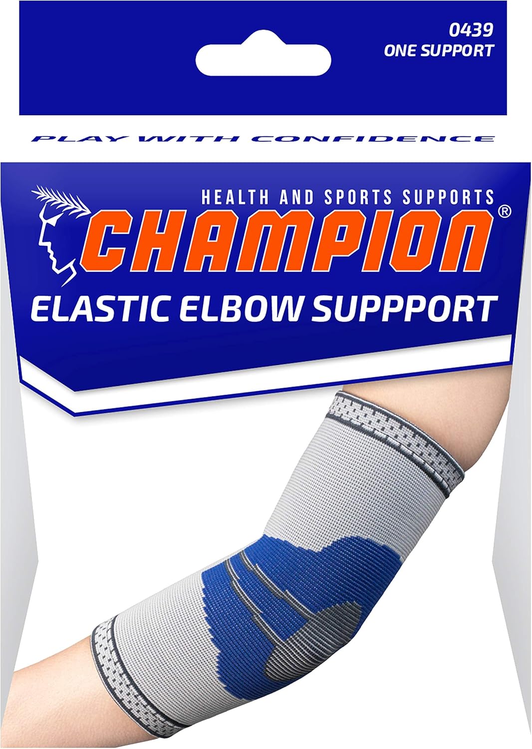 CHAMPION Elastic Elbow Support Compression Sleeve, Gray (Side Stays), X-Large