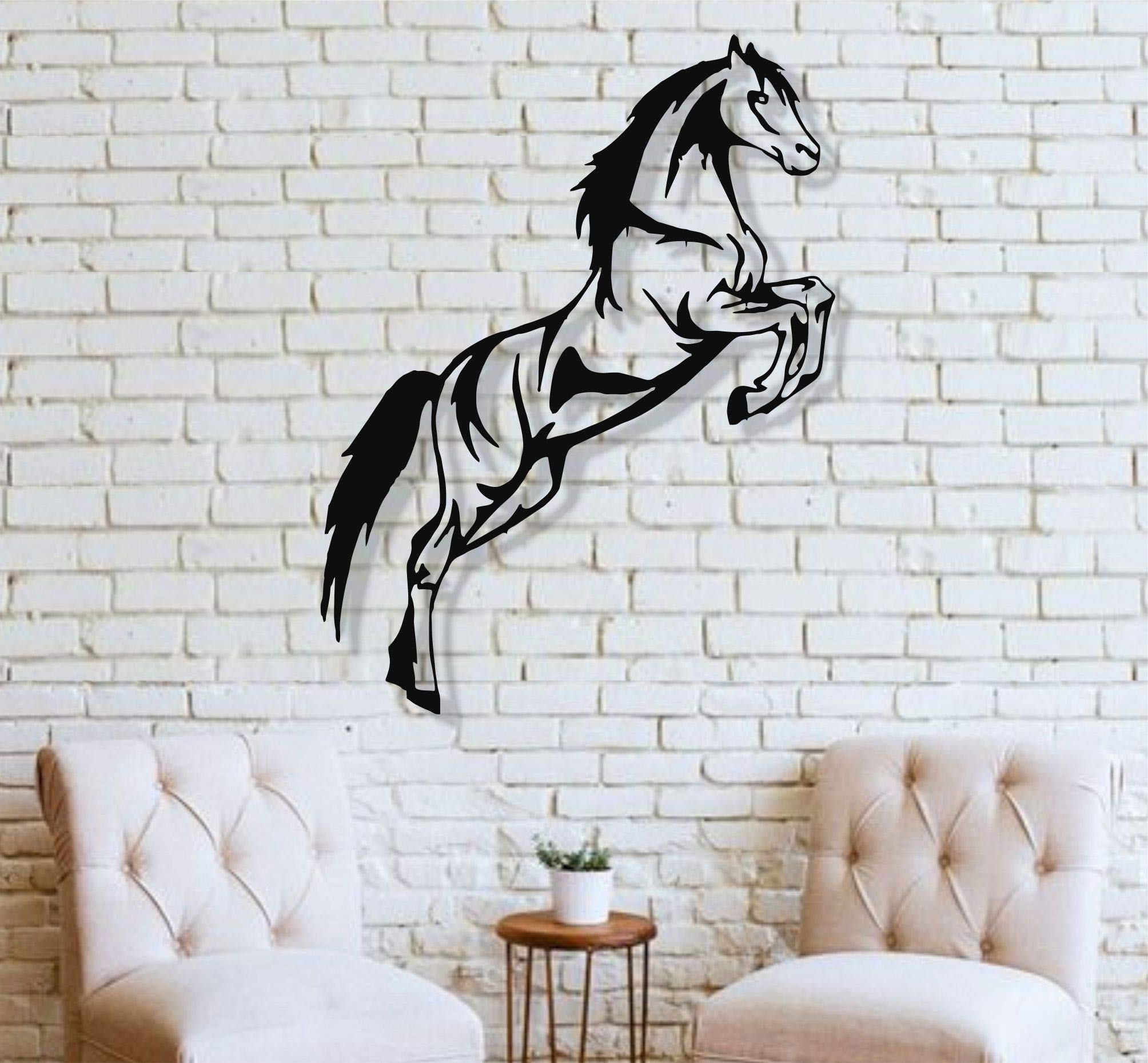 Dekadron Cheval Décoration murale en métal 53x117cm noir
