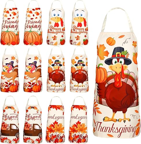 Miniatura 1 de Suhine Paquete de 12 delantales de Navidad a granel, color rojo y negro, delantales divertidos de Navidad, delantales navideños para cocinar y