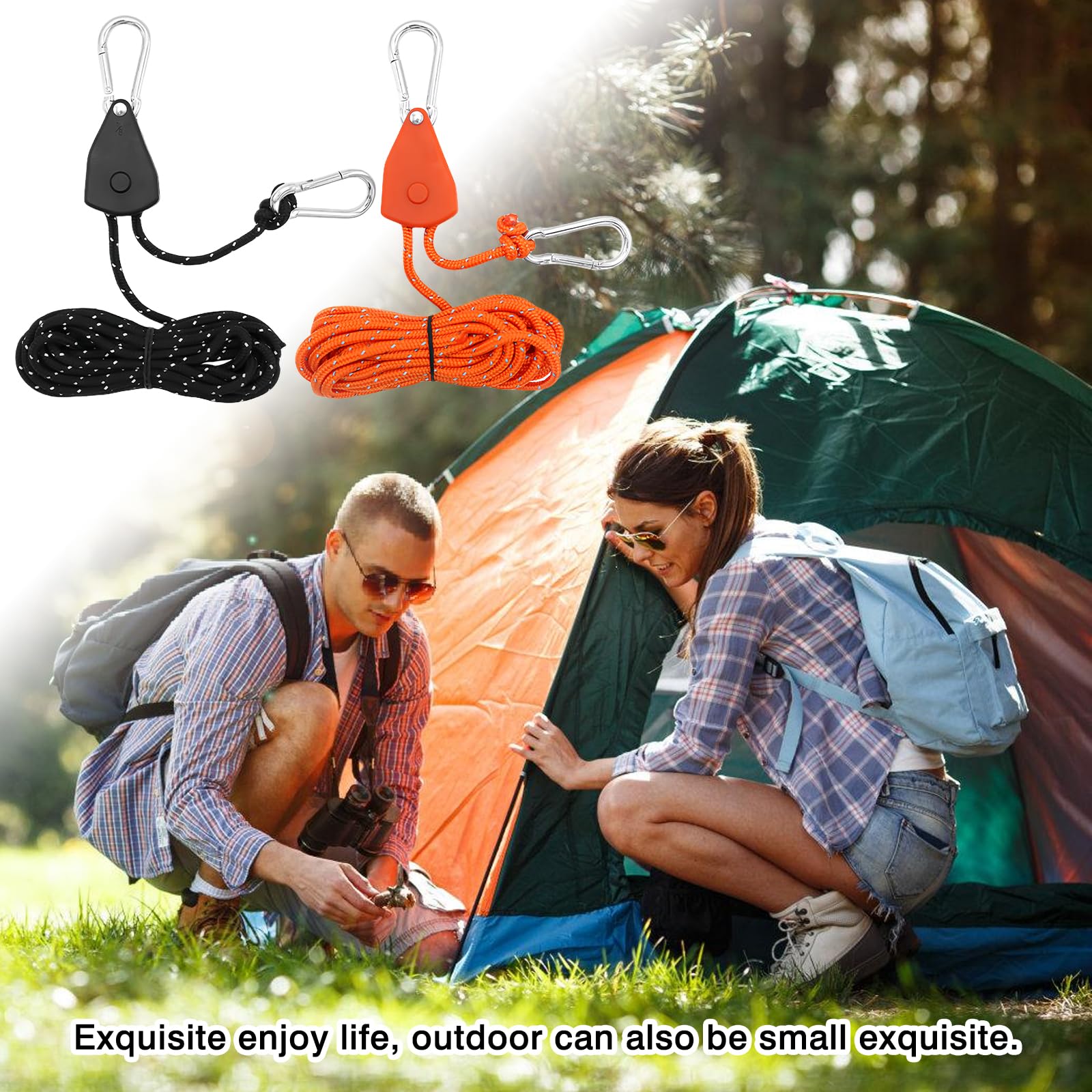 6 Cordes à Cliquet Réglables Avec Crochets - Sangles Réfléchissantes Pour Camping Et Tente