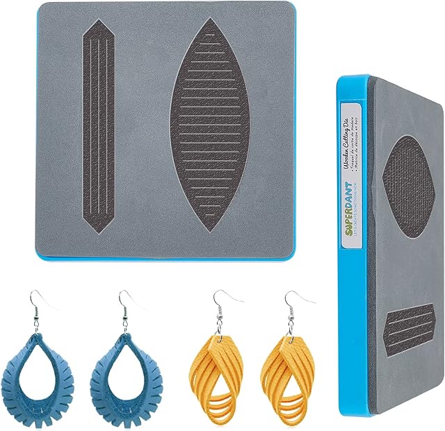 SUPERDANT Tassel Leather Cutting Die 2 Shapes Earring Leather Template Fringe Cut Wooden Die Cutting Mold Drop Dies Cutting Mold Die Cutter for DIY Art Crafts Fabric Accessory Earring Jewelry Making