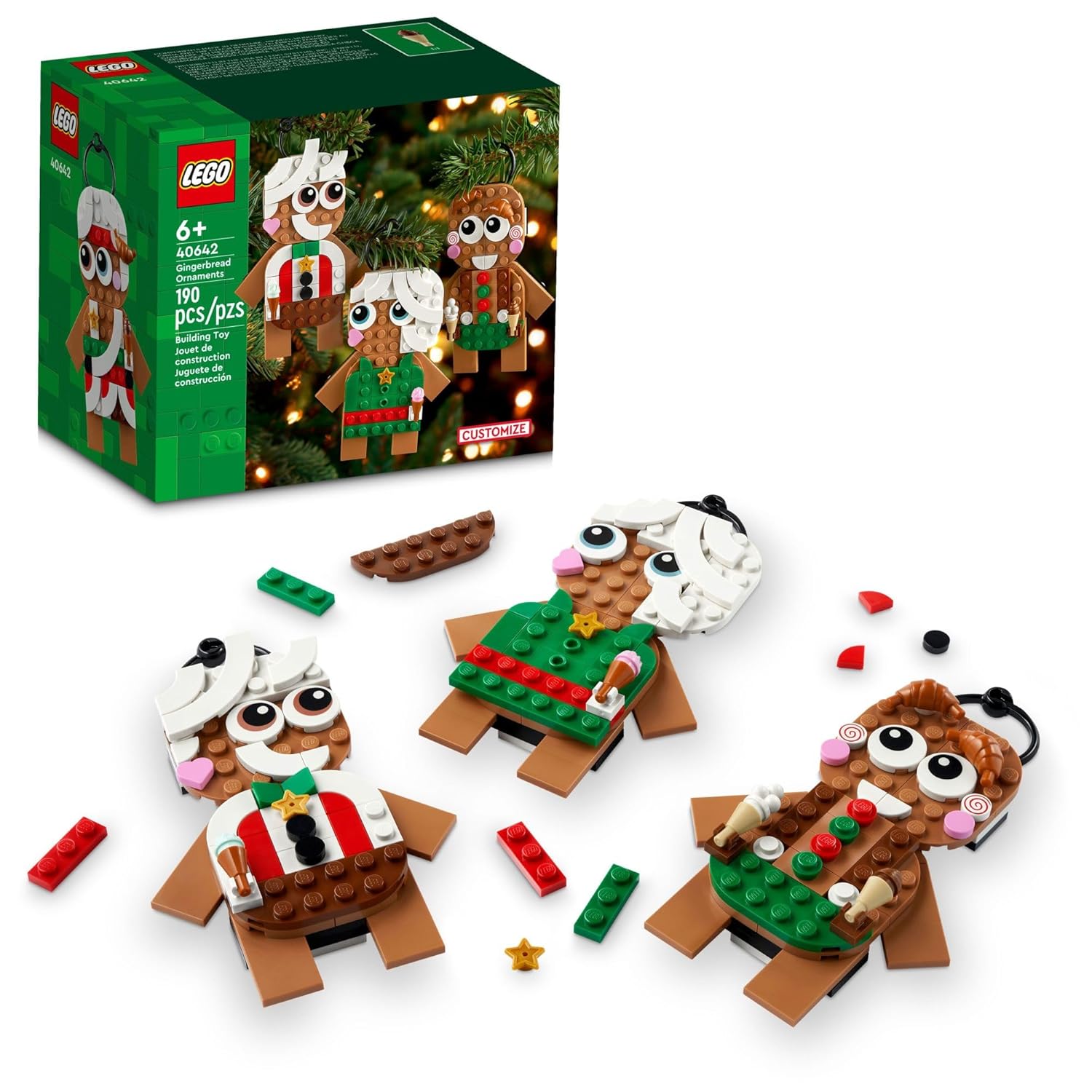 LEGO Gingerbread Ornaments - Christmas Tree Ornaments Building Set for Kids Boys Girls Ages 6 - 3 Gingerbread