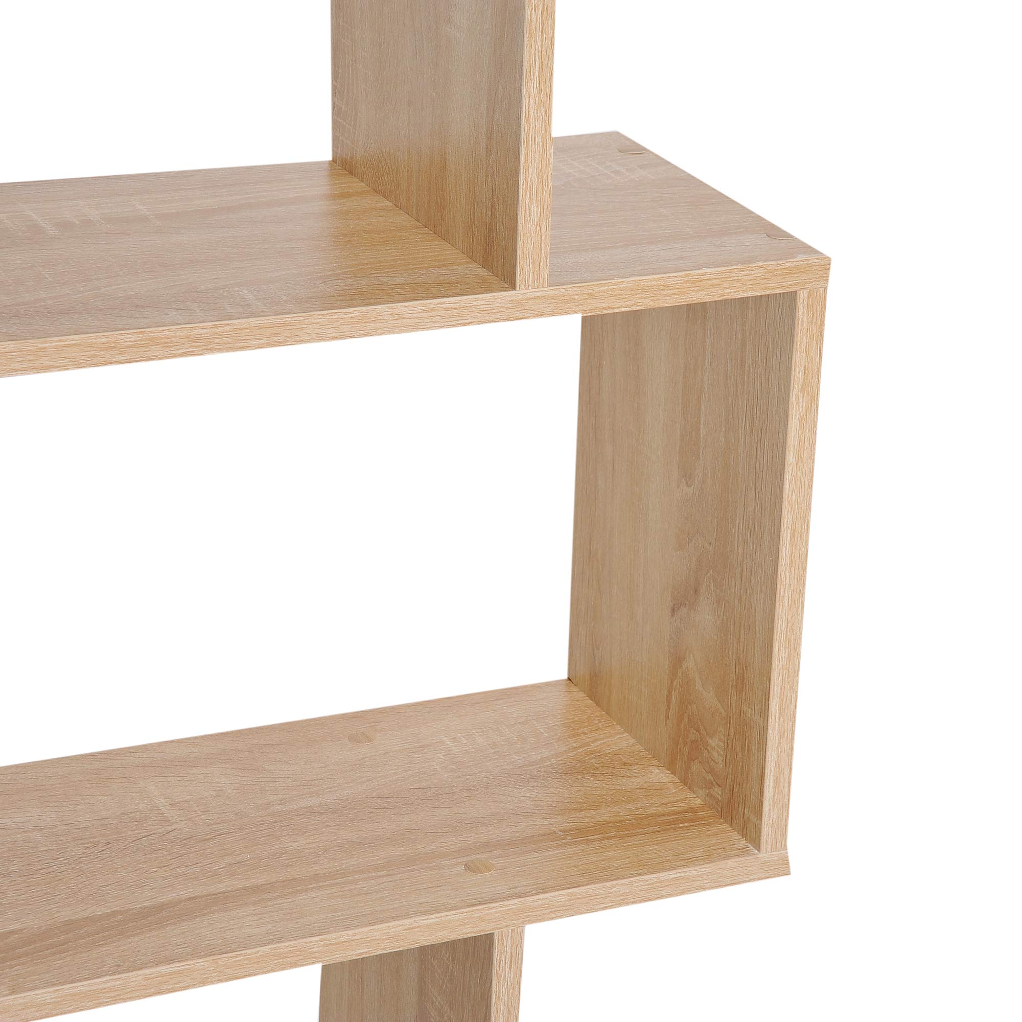 HOMCOM Bibliothèque Étagère Zig Zag 6 Niveaux 80Lx23lx192Hcm Chêne Clair | Design Contemporain