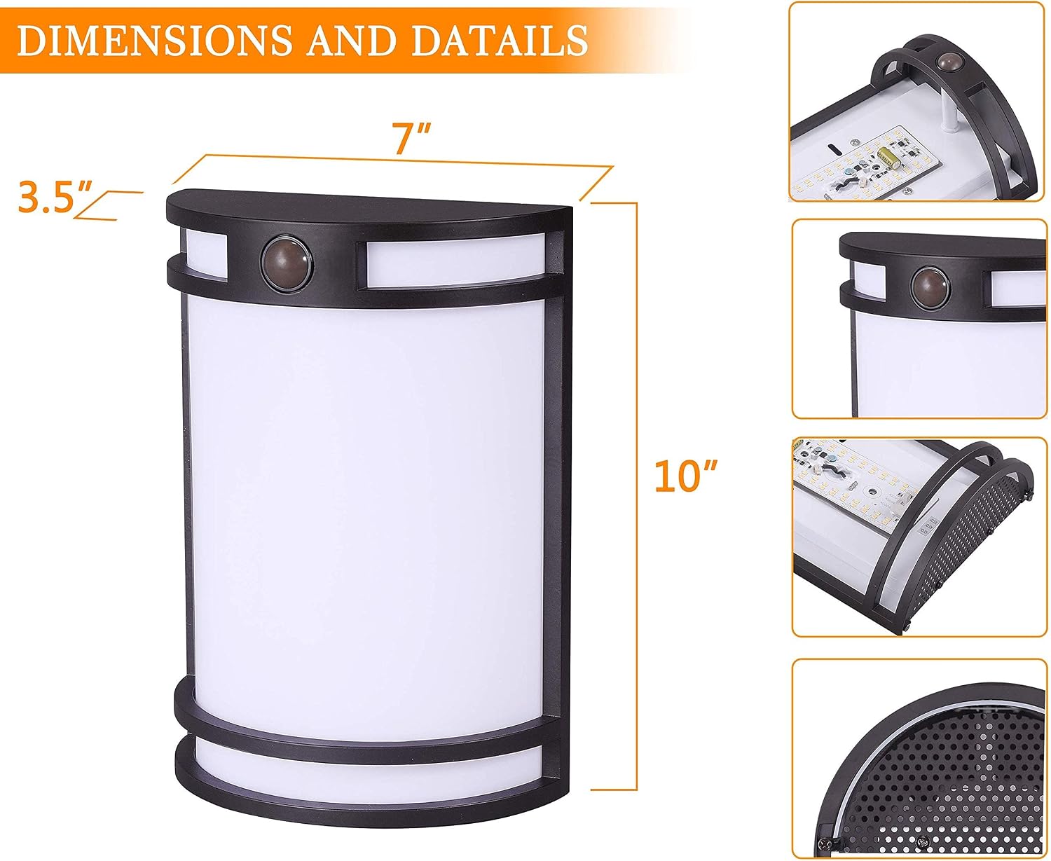CLOUDY BAY 3 Color Indoor Outdoor Motion Sensor LED Wall Light,120V 15W 1000LM Wall Sconce,3000K/4000K/5000K Selectable,Wet Location,Oil Rubbed Bronze