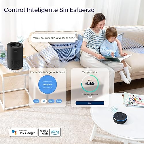 Miniatura 5 de LEVOIT Purificador de aire para casa dormitorio, control inteligente WiFi Alexa, AHAM VERIFICADO, filtro 3 en 1 con HEPA Modo de Sueño para Negro