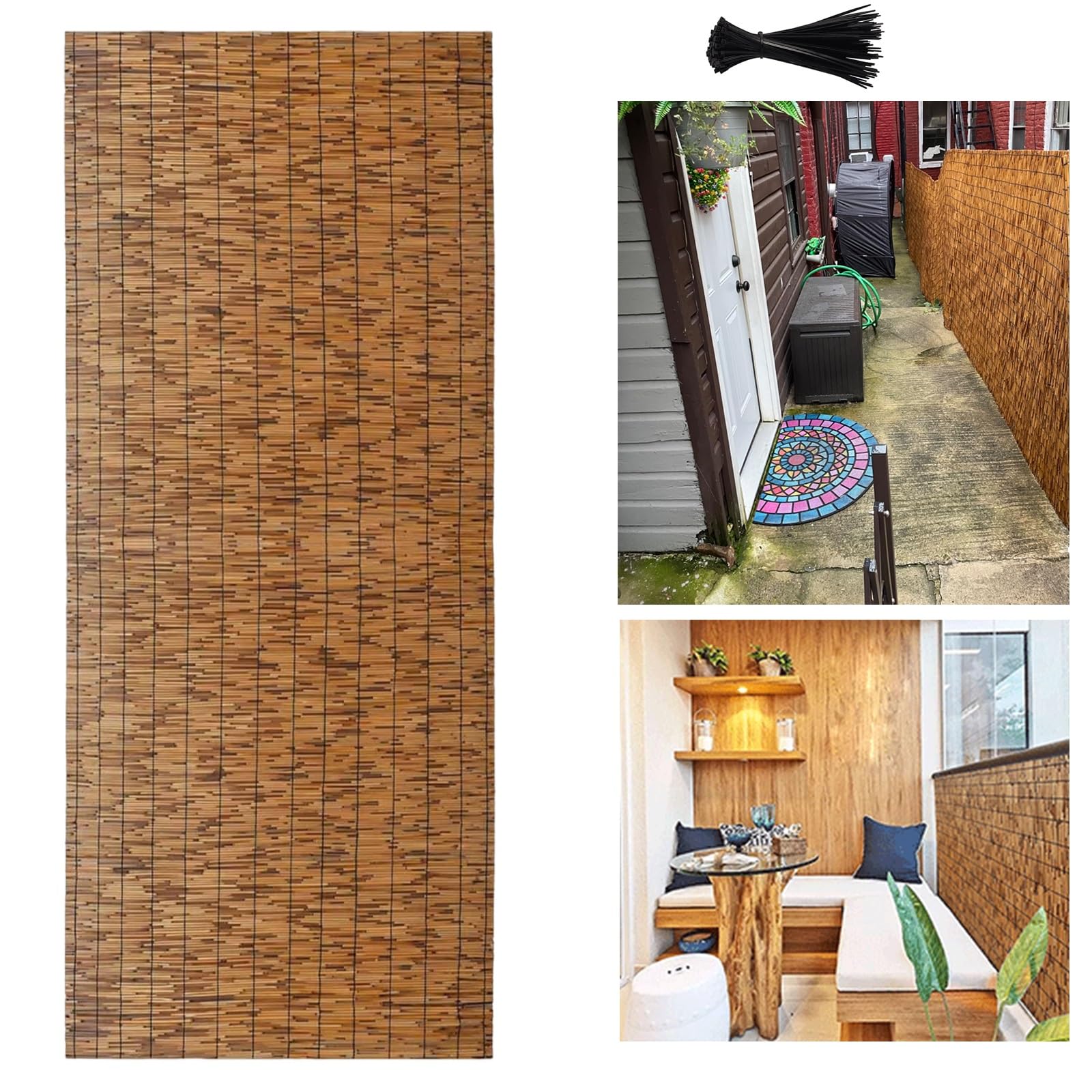 Bambus, dekoracyjna bambusowa mata ogrodzeniowa na balkon, osłona przeciwsłoneczna na zewnątrz, 130 x 300 cm, ochrona ogrodu.
