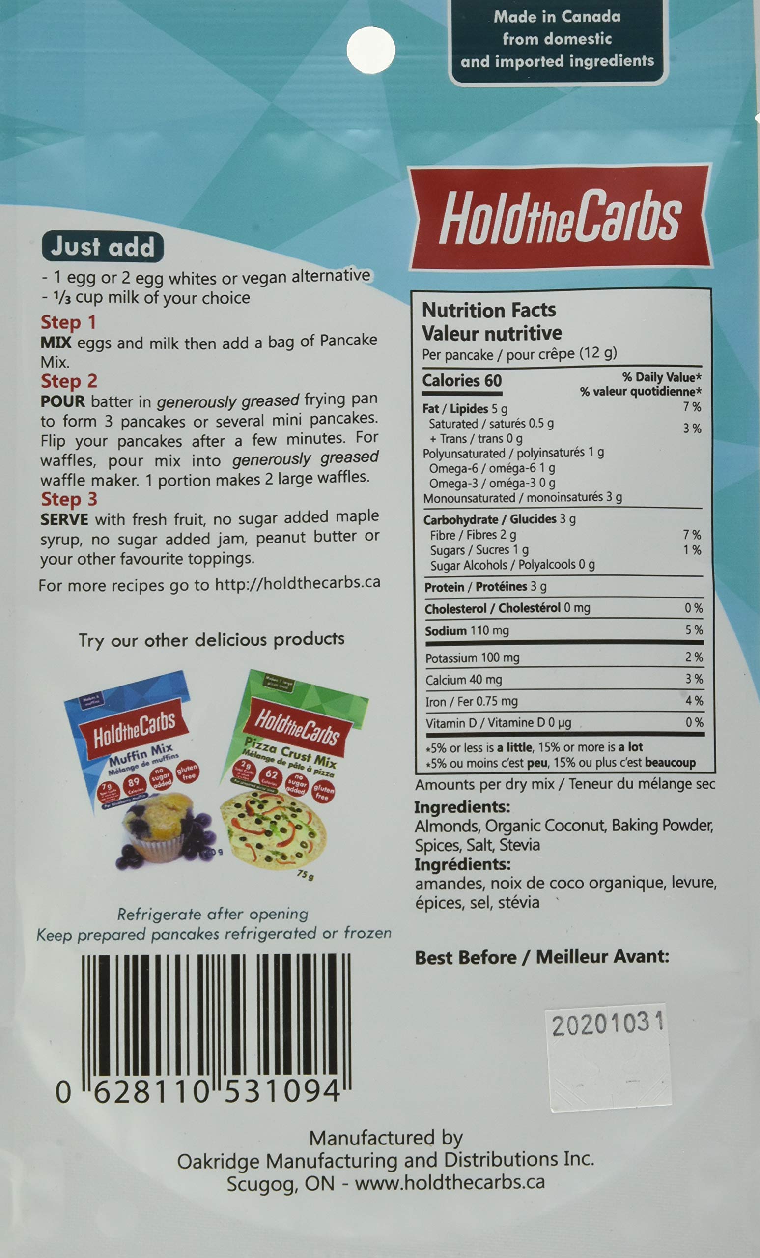 HoldTheCarbs - Low Carb Bake Mixes Small Regular Almond Flour Pancake and Waffle Mix 40g