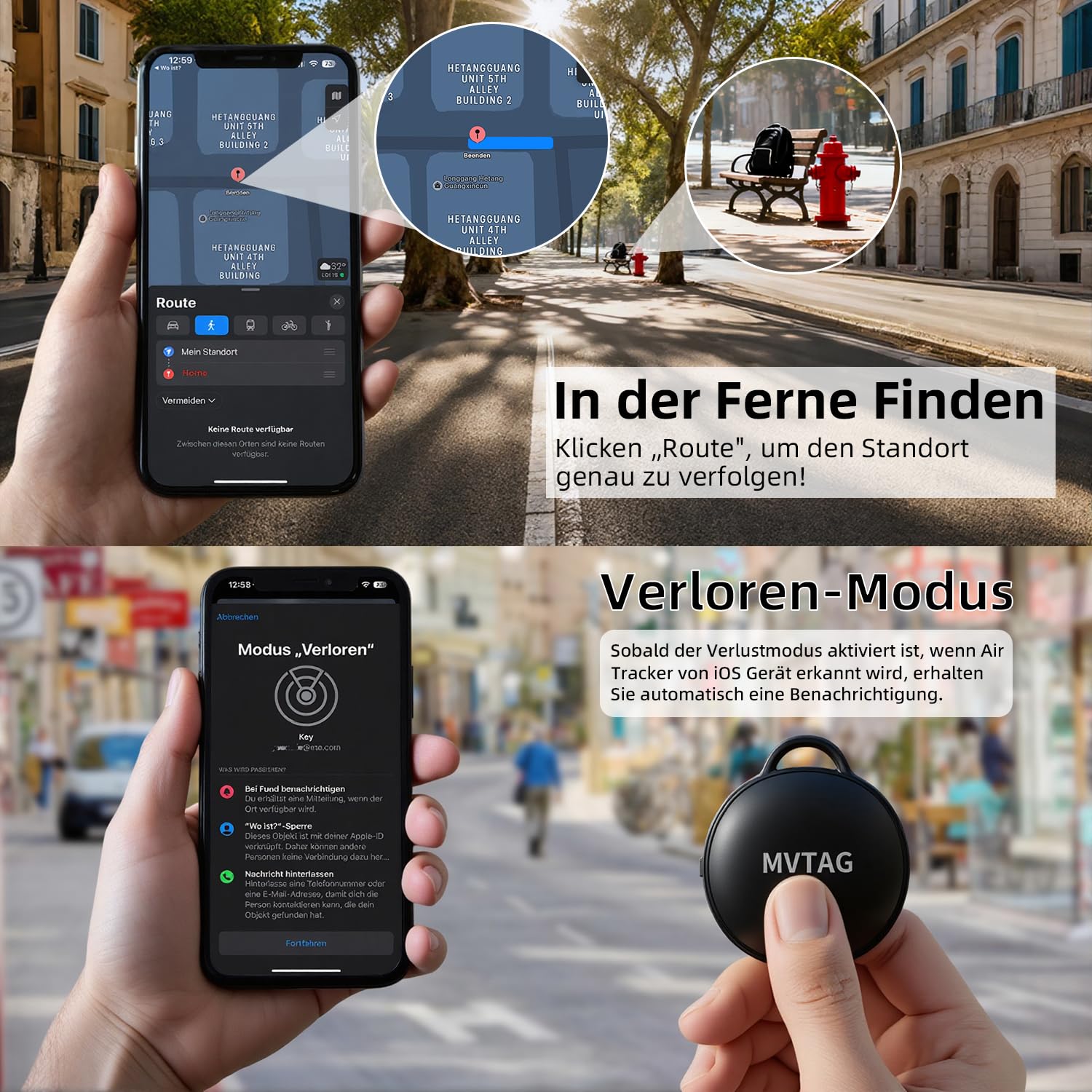 Lot de 4 localisateurs de clés Tag - Compatible avec Apple Où est ? APP (iOS Uniquement) - Étanche IP68 - pour clés/valises/Bagages/Sacs, Bluetooth Key Finder Tagg