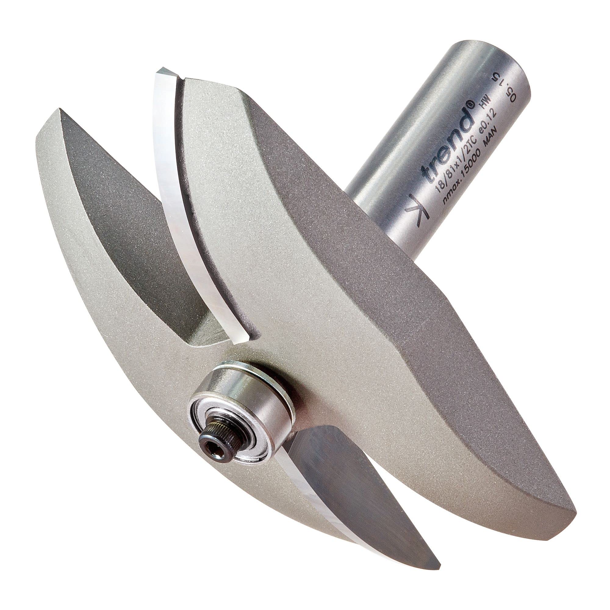 Trend Professional Large Radius Panel Raiser Bearing Guided Router Cutter, 1/2 Inch Shank, 86mm Cut Diameter, 12.7mm Cut Length, 40mm Radius, 18/81X1/2TC