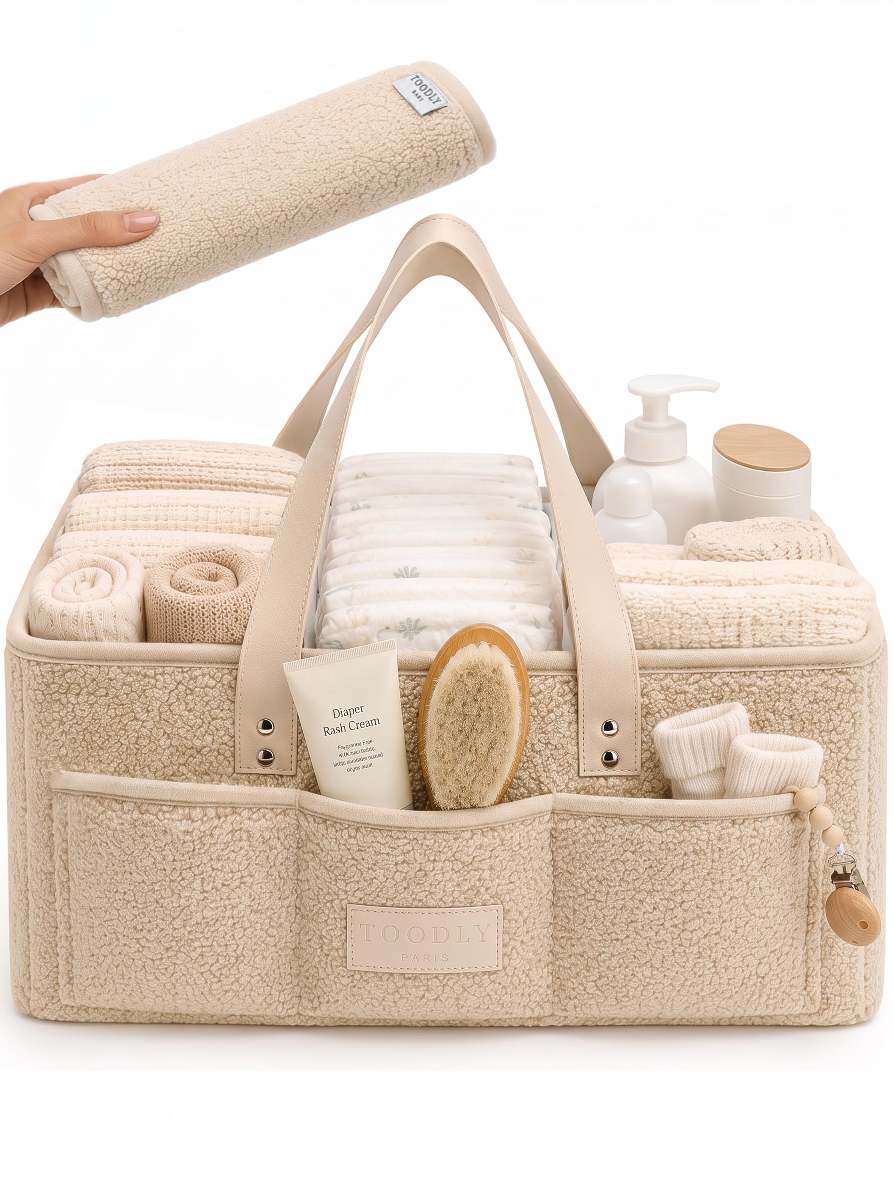 Toodly Baby Diaper Caddy Organizer with Waterproof Changing Pad