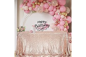 Juya Delight 60" x 102" Rose Gold Sequin Tablecloth