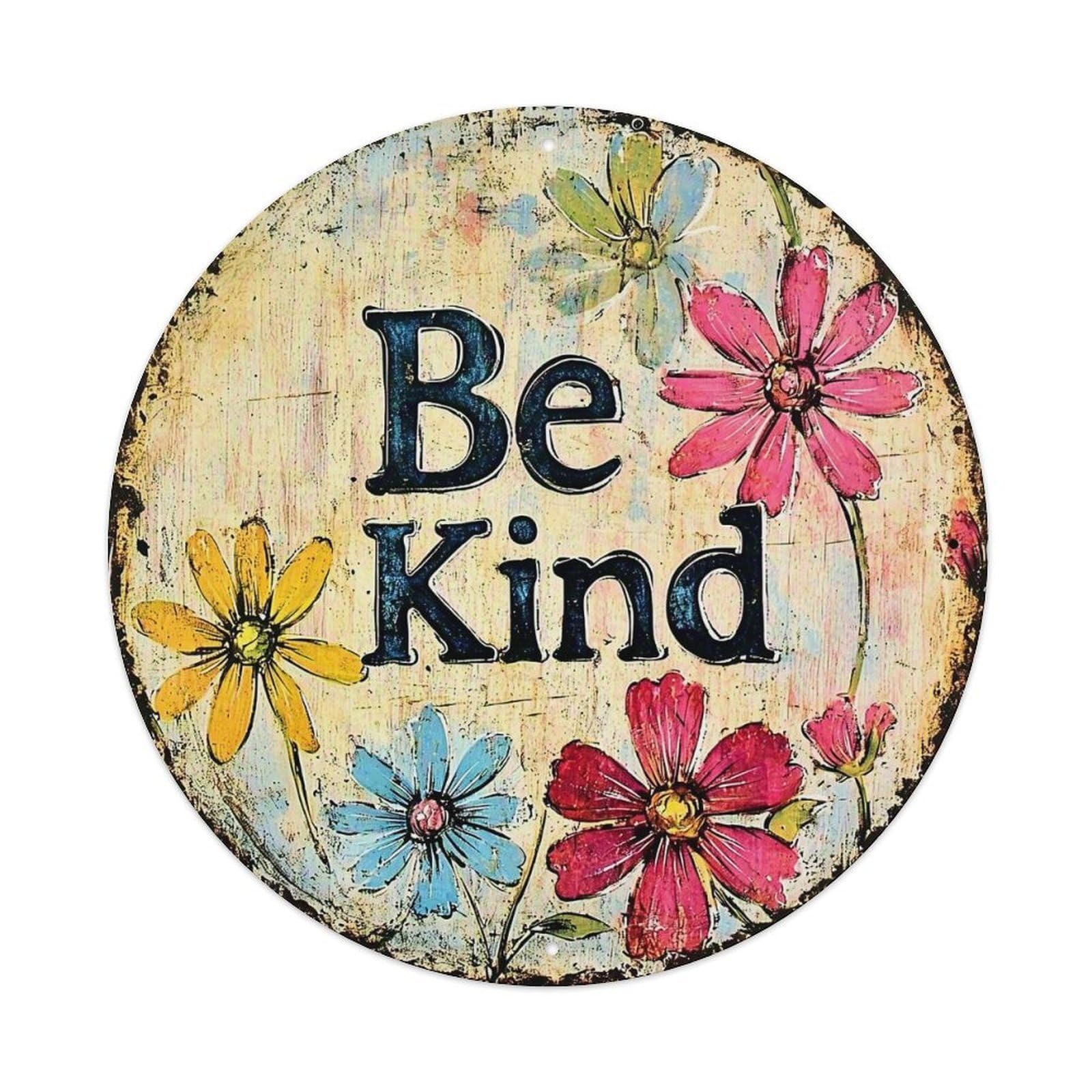 Be Kind Floral Vintage Sign Tin Sign Metal Poster Vintage Metal Signs for Home Man Cave Bar Cafe Kitchen laundry room Wall Decorations 8x8 inches