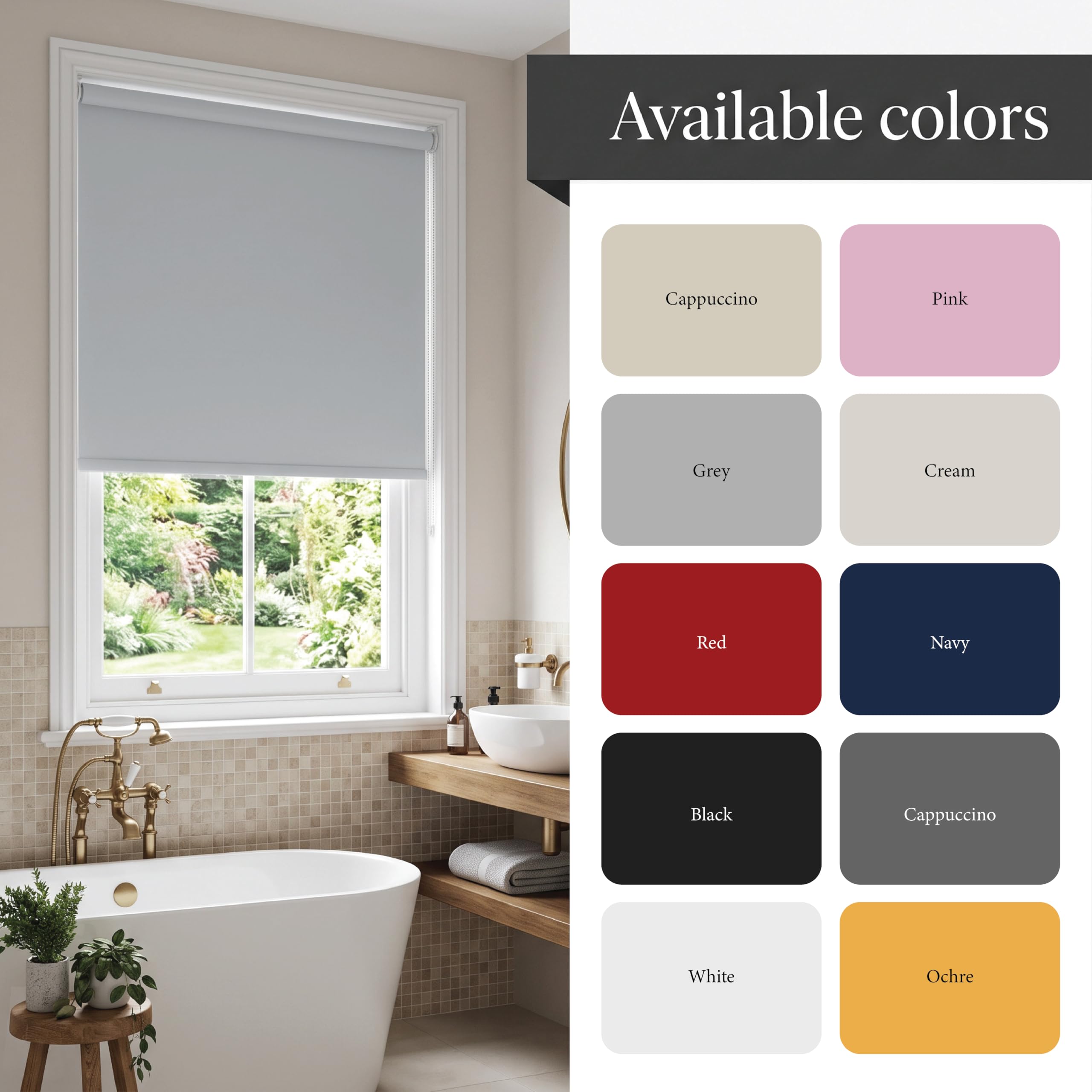 Home In Style 4U Store enrouleur thermique 100 % occultant - Couleur unie - Résistant aux UV - Découpable - Gris clair - 90 cm x 165 cm