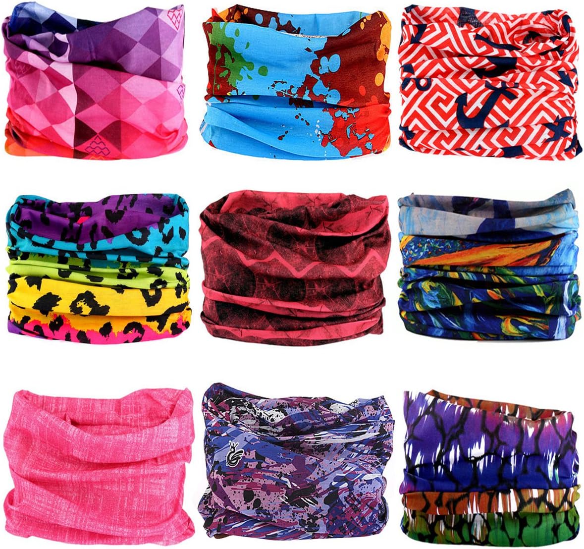 EKLOEN 12PCS/9PCS/6PCS Multifunctional Headband Magic Mask Scarf