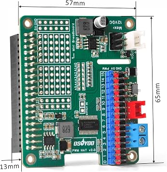 Servo & Motor Control HAT - Battery Adapter, 16-Channel PWM for Raspberry Pi Robot Cars, Drones