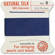 Griffin Natural Silk Thread for stringing Pearls and Beads Size #6 Dark Blue