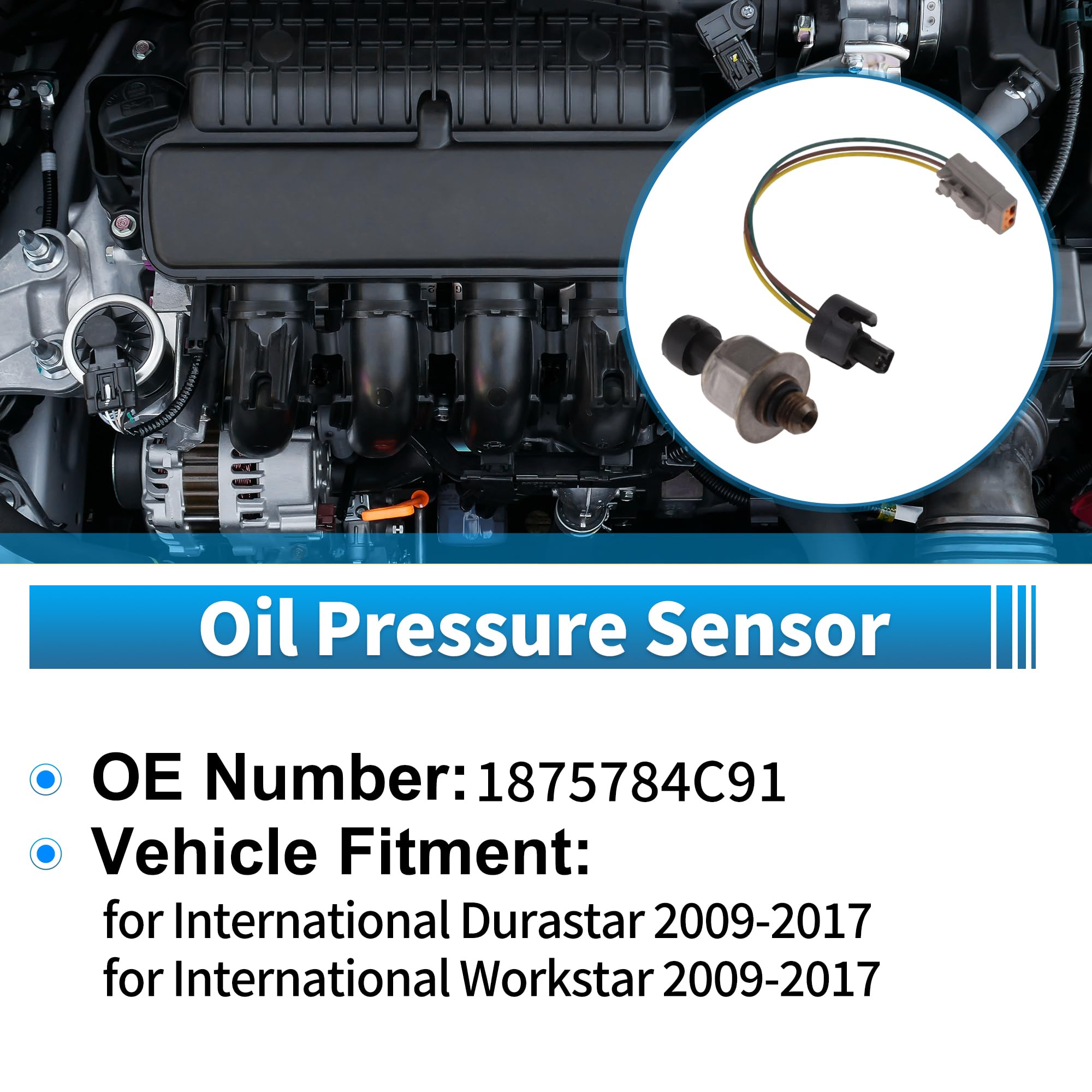 1 Pz No.1875784C91 Sensore di Pressione Olio Motore per Durastar Internazionale 2009-2017