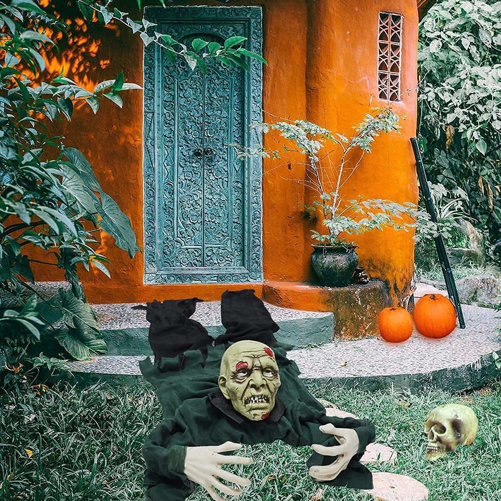 Halloween Decorations Climbing Zombie Groundbreaker, 63 Inch Creepy Halloween Prop Decorations, Realistic Zombie Face Groundbreaker for Graveyard Haunted House Outdoor Lawn Yard Decor