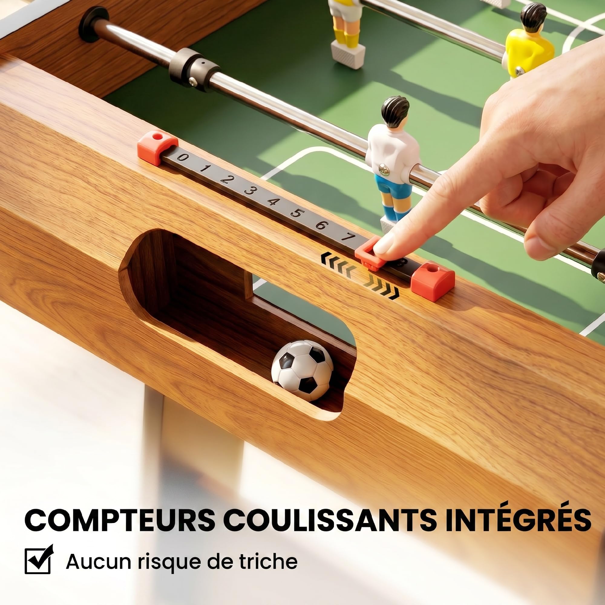 HOMCOM Baby-Foot Table de Babyfoot Pliable dim. 98L x 42l x 62H cm 2 balles fournies MDF Marron et Noir
