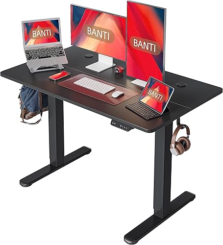 BANTI Escritorio eléctrico de pie de 40 x 24 pulgadas, escritorio de pie de altura ajustable, escritorio de oficina en casa, parte superior negra